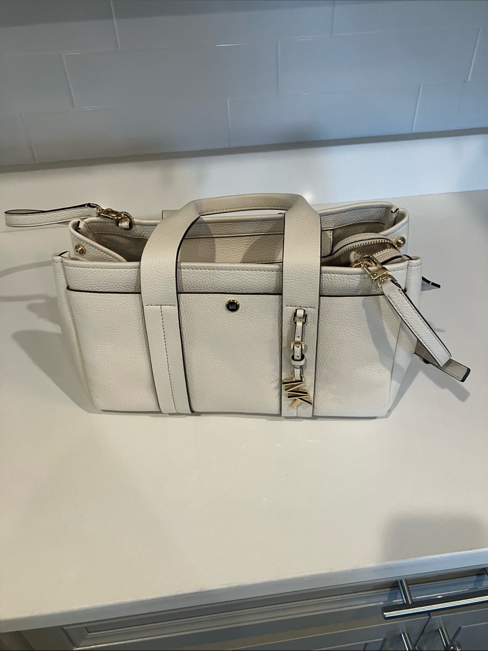 MICHAEL MICHAEL KORS Romee Small Pebbled Leather Satchel Retails $298 - Picture 3 of 11